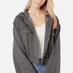 Free People Jacket Sweatshirt Hoodie Dreamers Bell Sleeve Charcoal Photo 1