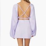 We Wore What NWT Women's Billow Sleeve Blouse Heather Purple Size L Open Back Photo 1