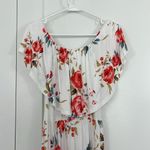 Medium Floral White and Red Off Shoulder Maxi Dress with Pockets Photo 3