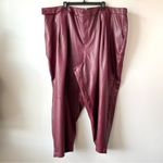 Eloquii  Pleat Detail Faux Leather Ankle Pants‎ Ox Blood Red 28 Photo 3