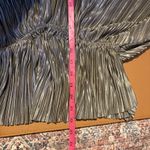 MIOU MUSE NWOT Plisse Dolman Sleeve Plunging V Neck Ruched Waist Top Medium Silver Photo 5