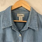 LL Bean Women’s XL Denim Short Sleeve Button Up Shirt Western Y2K 90s Workwear Blue Photo 3