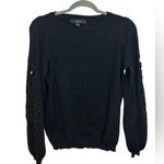 VERO MODA Black Eyelet Sleeve Crewneck Sweater Photo 0