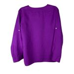Ralph Lauren Lauren  Women’s size PL  Large Purple Roll Tab Sleeve 100% Linen Top Photo 1