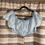 Sim & Sam Sim &‎ Sam Blue Chambray Crop Top Size XL Photo 1