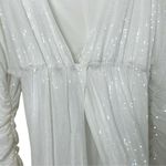 Pretty Little Thing Maternity White Sequin Wrap Robe Dress Mini Blouson Sleeves Sparkle Party sz 12 Photo 7