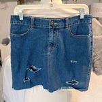 kim rogers Denim Jean Skirt Comfy Stretchy Distressed Womens 6 Photo 0