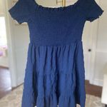 SheIn  Smocked Mini Dress Cottagecore Preppy Spring Summer Wedding Festival Navy Photo 0