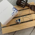 Mamma Polar Bear and Baby 925 14K Crystal Necklace Blue Photo 4