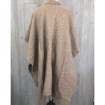 Handmade  Mexican wool poncho houndstooth with tie collar front sweater large Photo 2