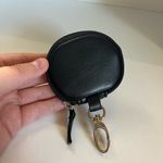 Black Leather Round Coin Pouch with Silver Clip Photo 1