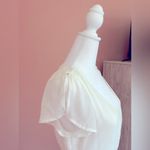 EXPRESS Balletcore angel split capped sleeve cinched waist white fit & flares mini NWT S Photo 2