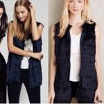 Anthropologie by Eva navy tiered fringe open vest Photo 1