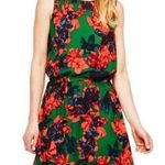 Vince Camuto Green Orange Sleeveless Keyhole Smocked Floral Mini Blouson Dress Photo 0