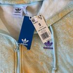 Adidas  NWT All Oversize Printed Full Zip Hoodie in Almost Blue/Hazy Orange Size Photo 5