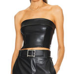 Helsa Faux Leather Bustier Crop Top Black X-Small Photo 0