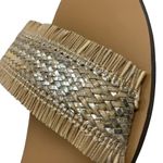 J.Crew  Factory Raffia Ankle Strap Sandal Size 10 Boho Metallic Silver Tan Woven Photo 8