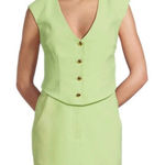 Amanda Uprichard NWT  PerrinLime Pear Button-Front Vest Small Photo 0