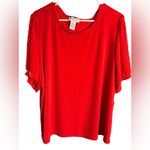Carmen Marc Valvo  Red Textured Sleeve Tunic Photo 2