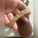 Toms  Size 9 Zoe Cork Paint Splattered Flat Sandals Multi Color Ankle Strap Photo 3