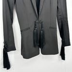 H&M Tasseled One Button Tuxedo Suit Blazer Black Women's 2 Photo 3
