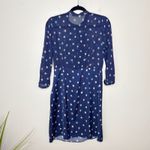 ZARA Women's Navy Small Floral Print Chiffon & Satin Dress Size Medium Feminine Photo 3