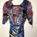 Airfield Tropical Palm Cold Shoulder Dress with Waist Tie Size 6 Photo 6