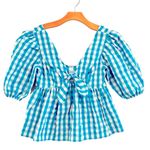 Lilly Pulitzer Sarafina Short Sleeve Crinkle Gingham V-Neck Top Size 4 NEW Photo 1