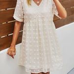 Kirundo White Swiss Dot Chiffon Babydoll Short Sleeve Dress Photo 8
