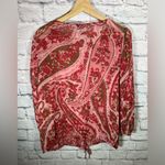 Talbots  Red Pink Paisley Silk Tunic Top Sheer Womens‎ size 4 Photo 1