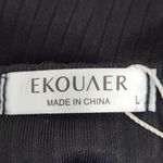 Ekouaer  Black Long Sleeve Ribbed Knit Pajama Set NWT Sz Large Black Matching Set Photo 8