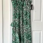 Lulus Lulu’s Green Black White Vacation Mood Leaf Print Ruffle High Slit Maxi Dress XL Photo 2