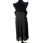 Lulus  Black Sleeveless Ruffled Midi Dress Size‎ L Ruched Flutter Whimsigoth Photo 4