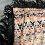 D&Y NEW  Coral Aztec Print Fringe Scarf Shawl Photo 4
