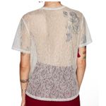 ZARA  Embroidered Floral Lace Sheer Short Sleeve T Shirt Top Women Size L NWT Photo 1