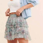 Love Shack Fancy ‎ Skirt Benicia Ruffle Mini in Mystical Foliage Photo 0