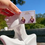 Noir swirl dark pink purple hearts gold tone drop earrings Photo 2