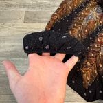 Lofbaz viscose black feather pattern harem pants smocked waist size large M34 Photo 2