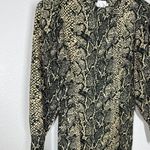 Topshop Crinkle Snake Print Mini Dress Size 6 Long Sleeves Puff Shoulder Bodycon Photo 2