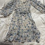 Moon River  Blue and Cream Floral Long Sleeve Dress size medium Photo 1