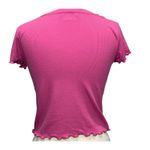 Cut and cropped Baby Tee Womens S Pink Ribbed Embroidered Butterfly Barbie Y2K Photo 4