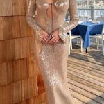 NEW Alix Earle Gold Sequin Open Back Cocktail Midi Dress Size L Photo 1