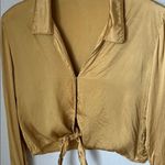 Wilfred  satin gold tie front long sleeve blouse Photo 2