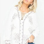 Idyllwind  by Miranda Lambert | White Boho Western Homegrown Lace Up Top Size XS Photo 0