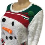 Born Famous Snowman Mid Thigh Soft Eyelash Belted Sweater Holiday Dress Womens L White Size L Photo 3