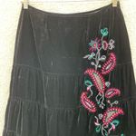 Vintage New Old Stock Carole Little Velvet Skirt 12 Embroidered Black Photo 1