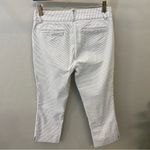 None Stretchy Seersucker cropped pants, white and taupe, pockets, size 6 Photo 1