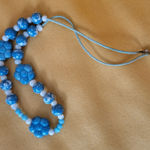 Handmade Blue and white chunky floral beaded necklace Photo 0