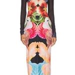 AFRM Women's Hibiscus Shell Black Design Cap Sleeve Mesh Maxi Dress Size Small Photo 0