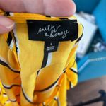 Milk and Honey  NWT striped tie waist puff sleeve blouse Photo 3